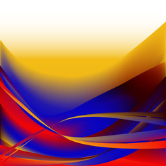 Colorful waves isolated abstract background blue yellow red