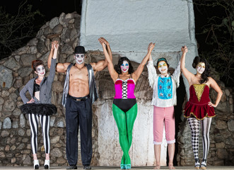 Fototapeta premium Happy Cirque Clowns on Stage