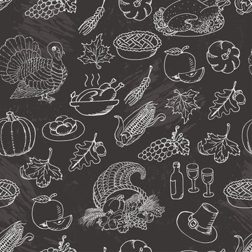 Thanksgiving seamless pattern sketch doodle