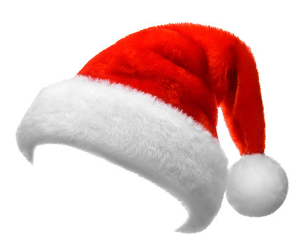 Santa Claus red hat isolated on white background