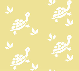 Seamless pattern with funny turtles - obrazy, fototapety, plakaty