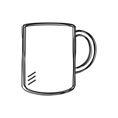 Vector of sketch doodle, mug icon on isolated background