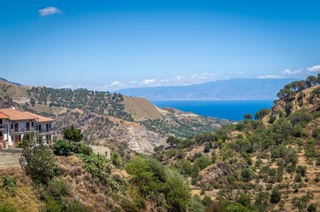 Fototapeta na wymiar The Tyrrhenian Sea viewed from Savoca,Sicily.