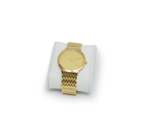 golden modern wrist watch isolated