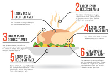 Roasted turkey infographic, vector illustration
