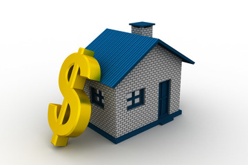 real estate concept with golden dollar sign