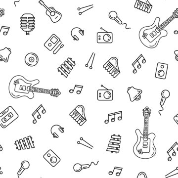 Music icons seamless pattern