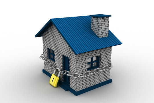 House locked in chain and padlock