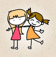 hand drawing cartoon abstract happy kids