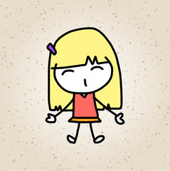 hand drawing cartoon abstract happy kids