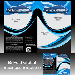 Bi Fold Global Brochure Vector illustration