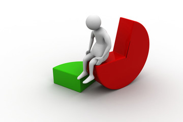 Business man resting on pie chart