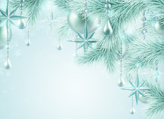 Fototapeta na wymiar winter festive background, Christmas tree ornament