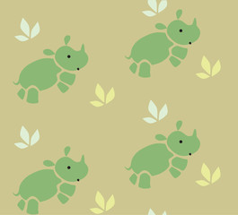 Seamless pattern with funny rhinos.