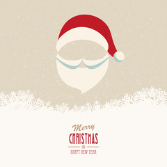 santa hat and beard snowy winter background