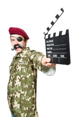 Funny soldier in military concept