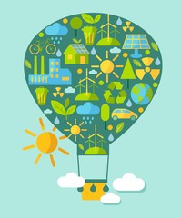 Silhouette of balloon  with ecology icons