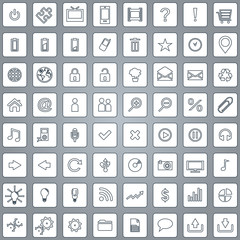 Large set of white elegant lineart web icons