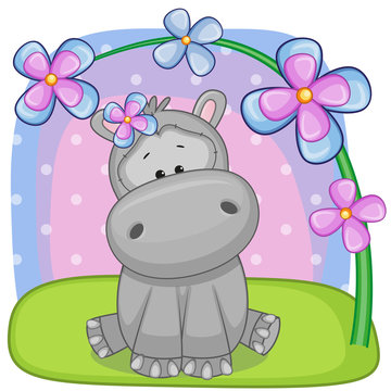 Hippo with flowers