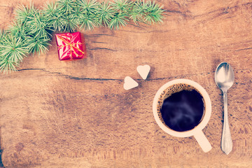 Fototapeta na wymiar Cup of coffee with christmas decoration III