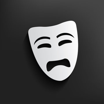 Sad mask symbol on dark background,clean vector