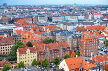 Fototapeta na wymiar The bird's eye view from the Church of Our Saviour on Copenhagen