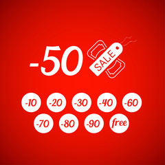 Sale symbol with percent discount, tag and dollar icon