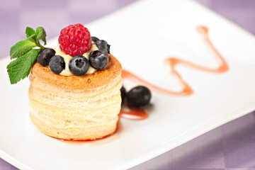 Fruit Tart with Fresh Cream in Puff Pastry