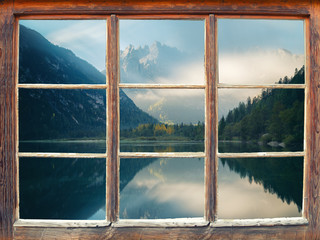 Blick aus dem Fenster - Dolomiten