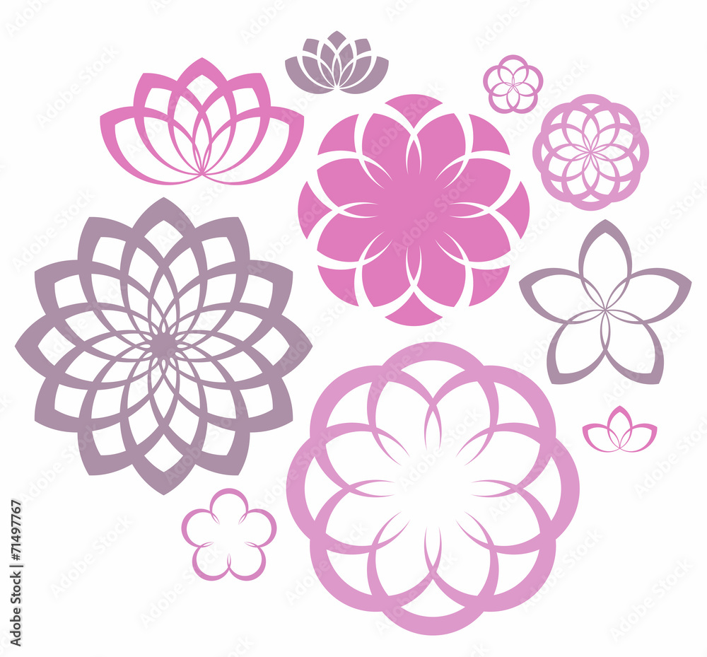 Sticker flower. icon set