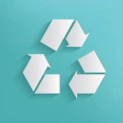 Recycle symbol on blue background,clean vector