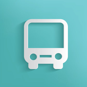 Bus symbol on blue background,clean vector