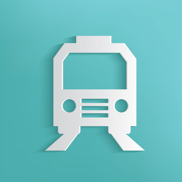 Train symbol on blue background,clean vector