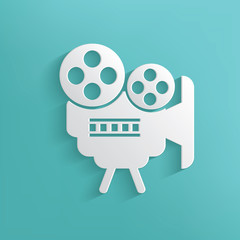Movie symbol on blue background,clean vector