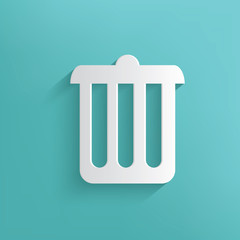Bin symbol on blue background,clean vector