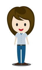 cute cartoon illustration of young people in stylish casual