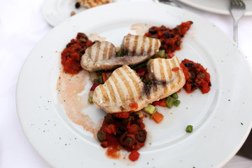 Grilled fillet of swordfish