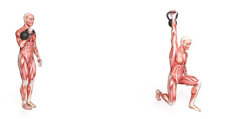 kettlebell exercise - lunge press