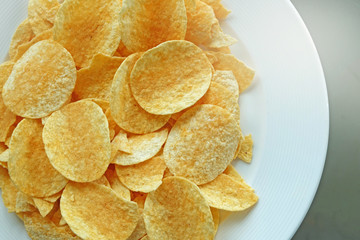 Potato chips in the dish