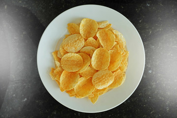Potato chips in the dish