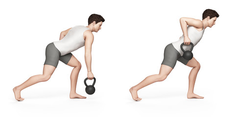kettlebell exercise - one arm row