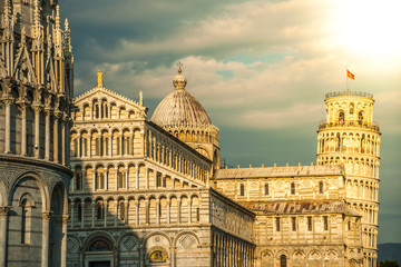 Leaning tower, Baptistery and Duomo, Piazza dei miracoli, Pisa,