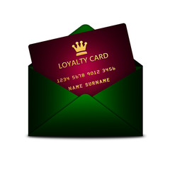 loyalty card in envelope isolated over white