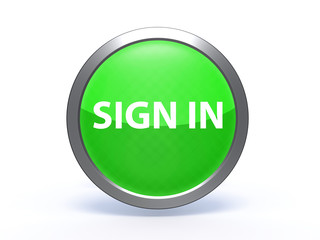 sign in circular icon on white background