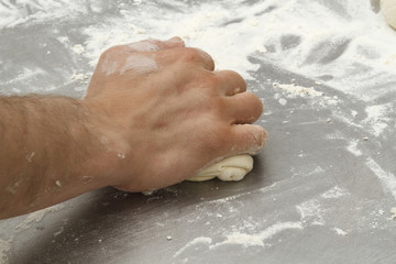Fototapeta premium Making of bakery products in bakery shop