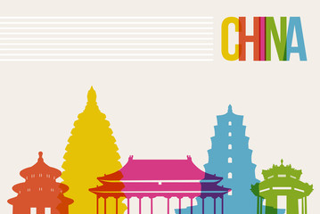 Travel China destination landmarks skyline background
