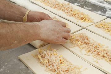 Making of bakery products in bakery shop