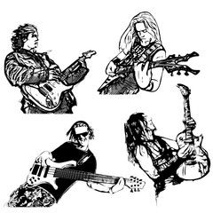 four guitar players