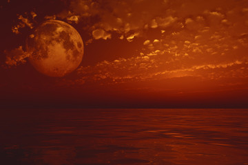 Fototapeta na wymiar full moon over sea