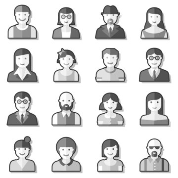 Flat avatar icons faces people